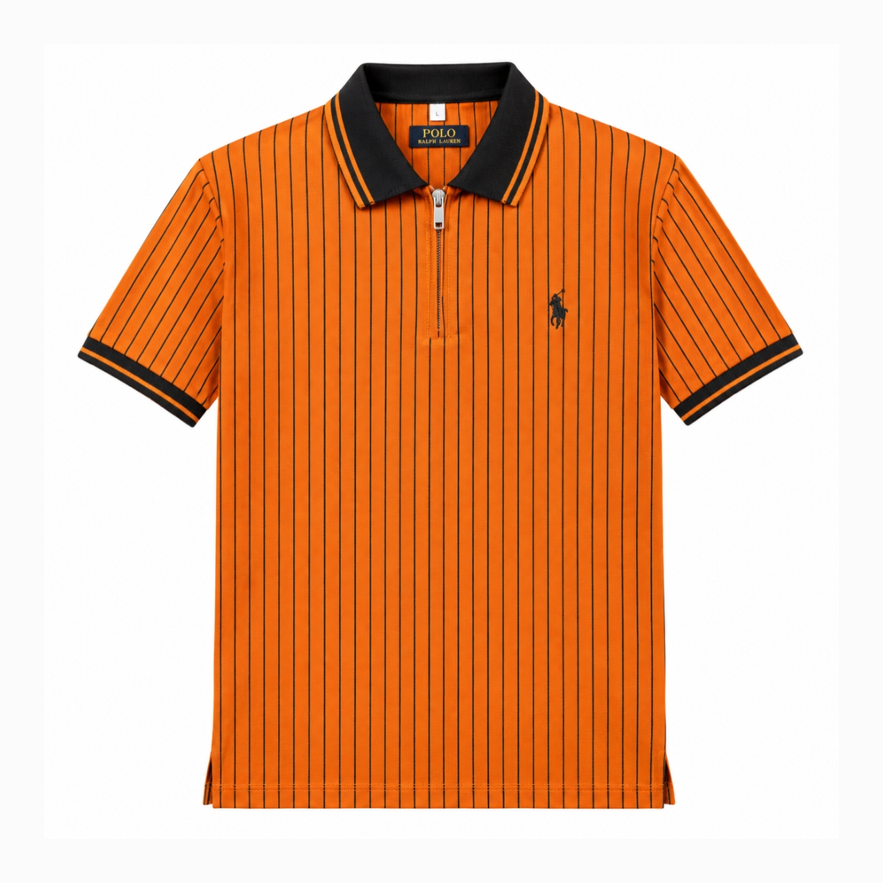 Vertical Stripe Half-Zip Polo T-Shirt - view 2