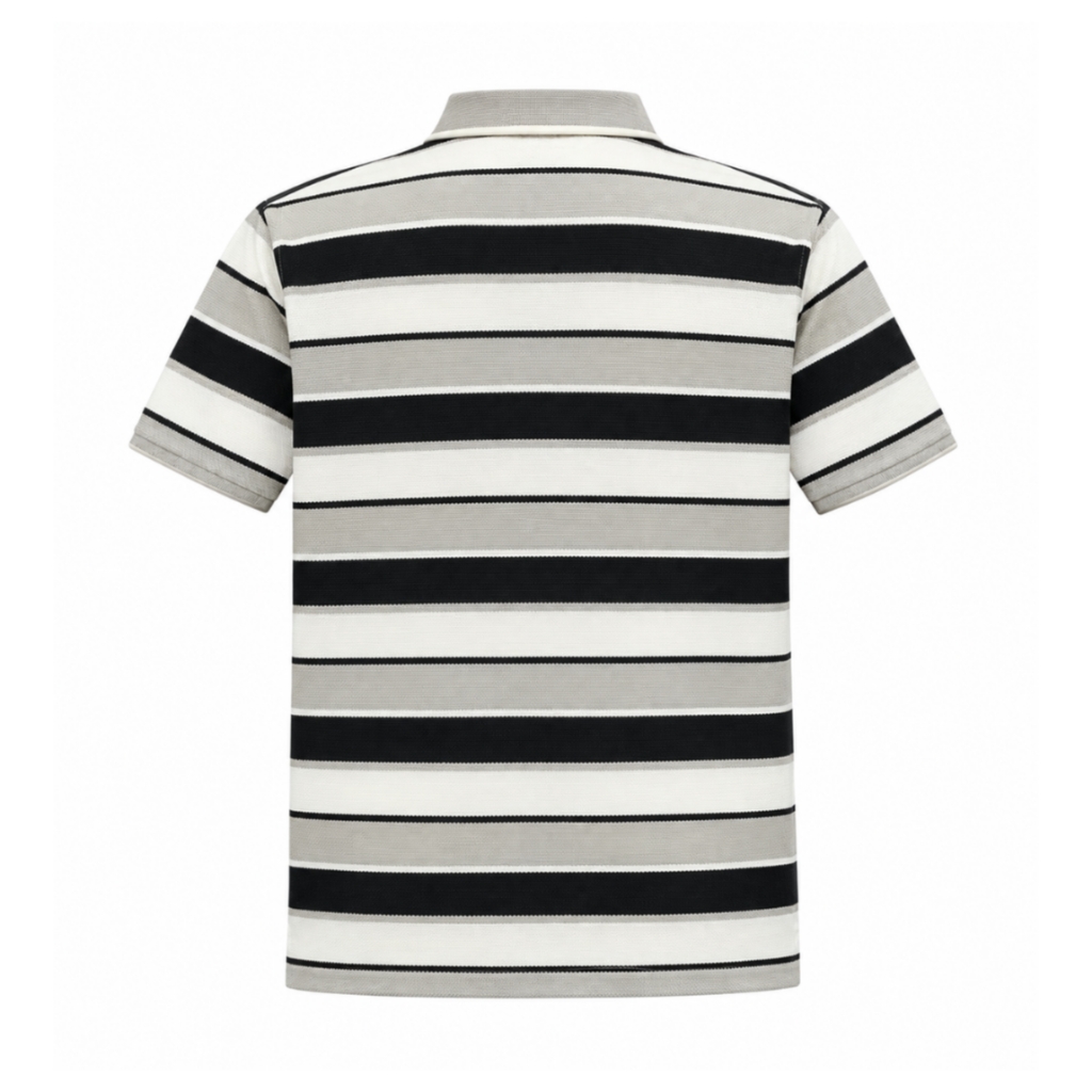 Black & Grey Striped Polo T-Shirt - view 3