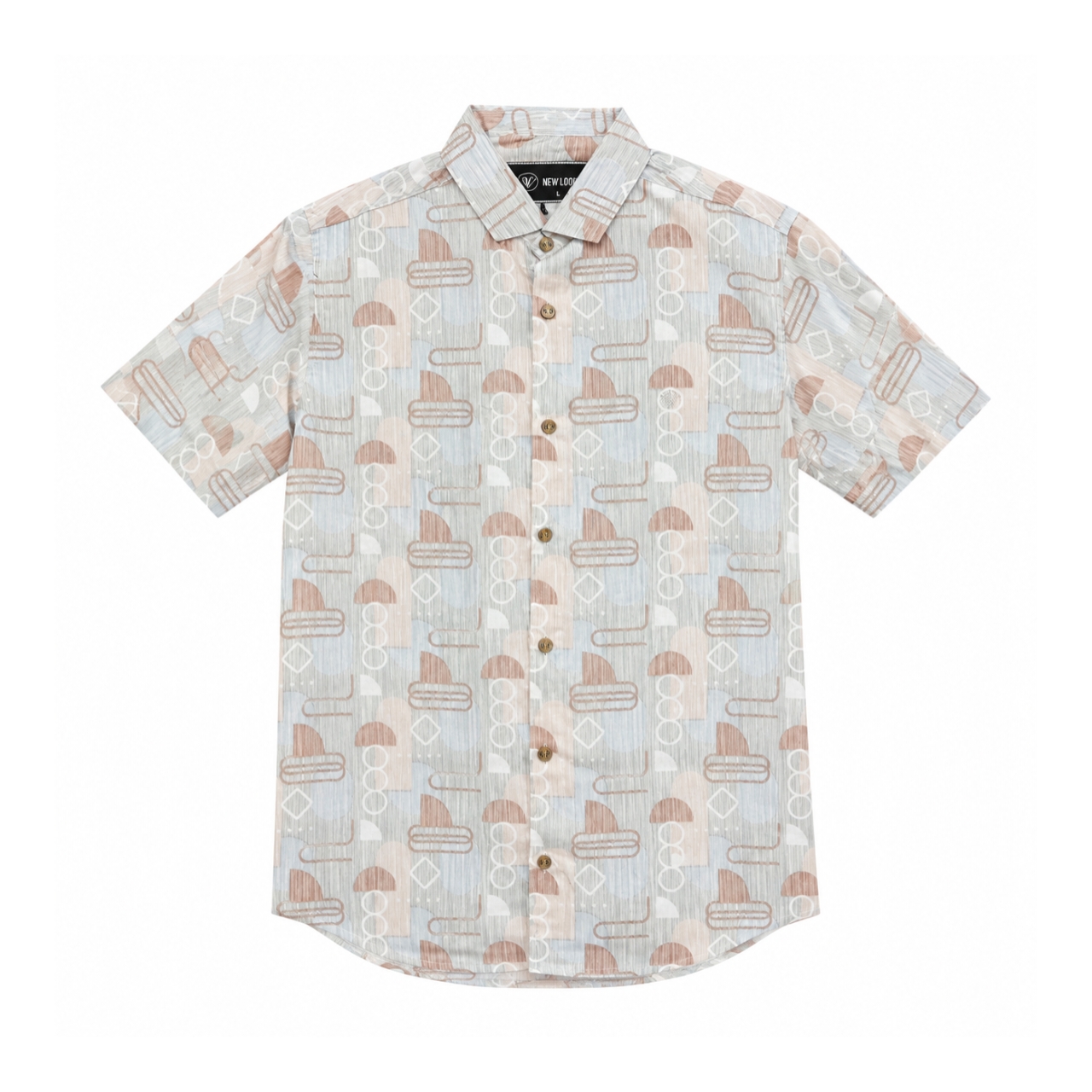 Abstract Geometric Print Short Sleeve Shirt - view 2